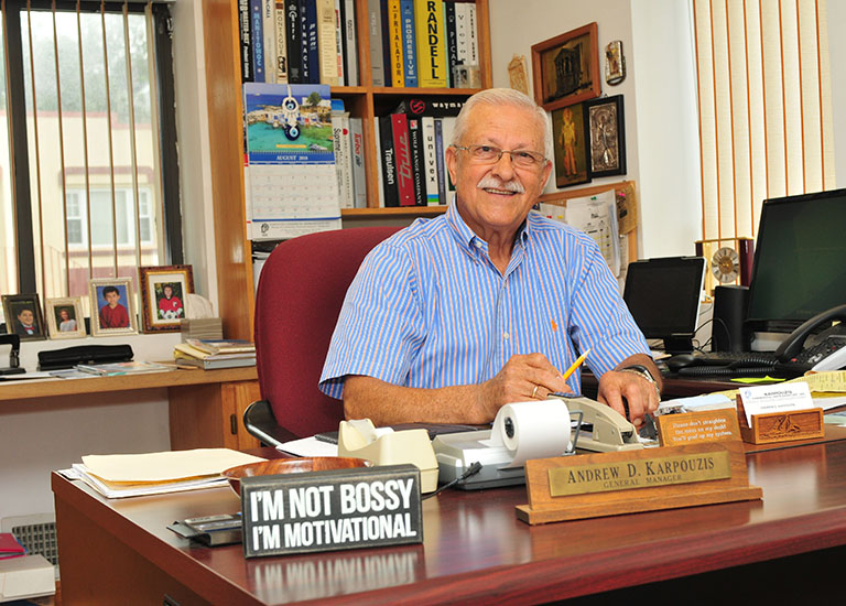 Andy Karpouzi at his desk