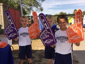 Boys at 20th George Wheeler Cup wearing MutualOne Bank foam fingers