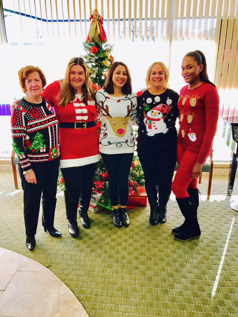 MutualOne Bank employees in their ugly sweaters