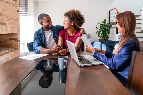 Couple speaking with each other