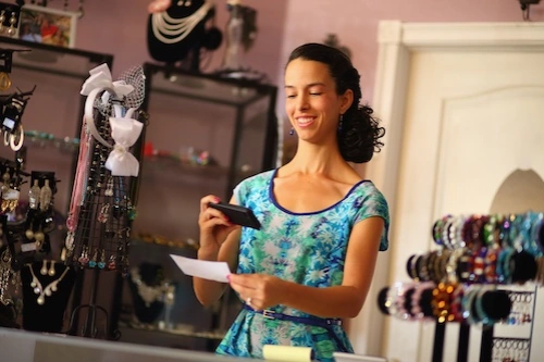 Business owner depositing a check