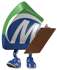 Mo mascot with a clipboard